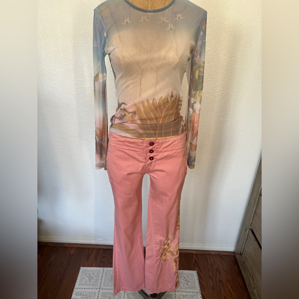 Da-Nang Pink Embellished Flared Pants